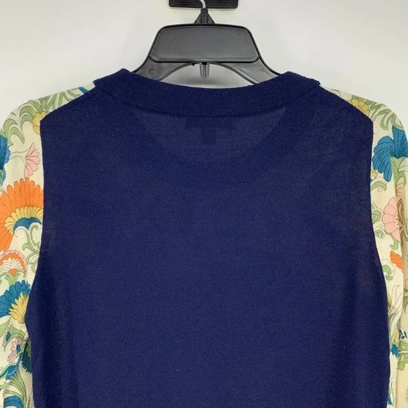 J.Crew Sweater Womens Size Small 100% Merino Wool Paisley Floral Crew 3/4 Sleeve - Picture 7 of 8